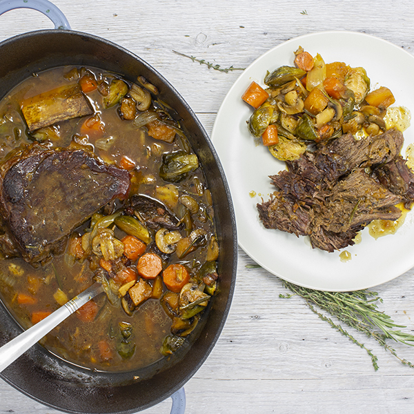 Balsamic Braised Cross Rib Roast with autumn veggies