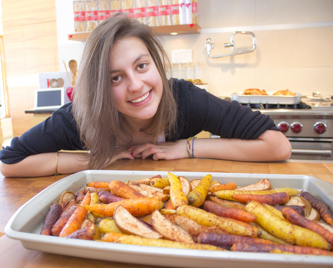 Cinnamon roasted carrots and pear