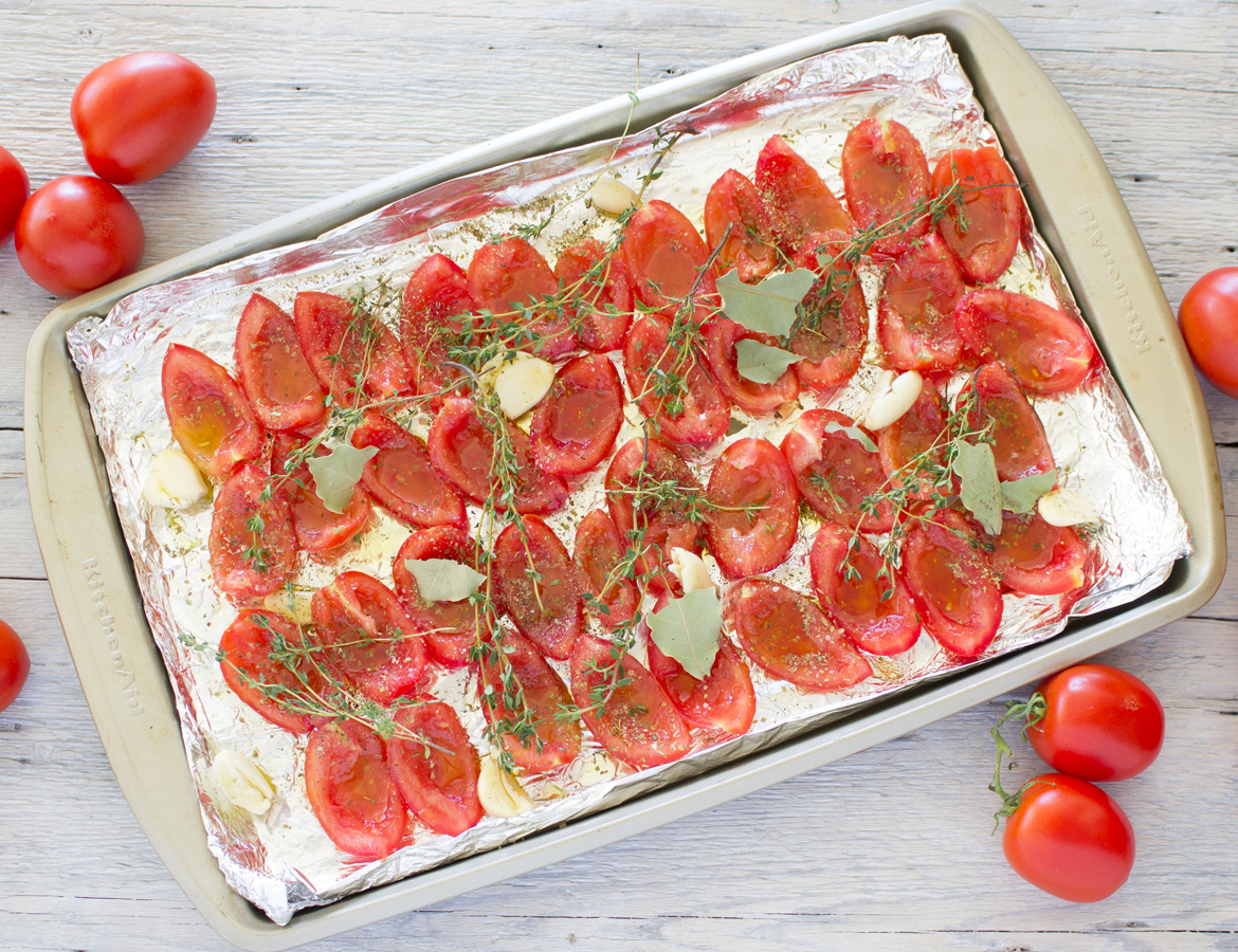 Oven roasted roma tomato Carpaccio