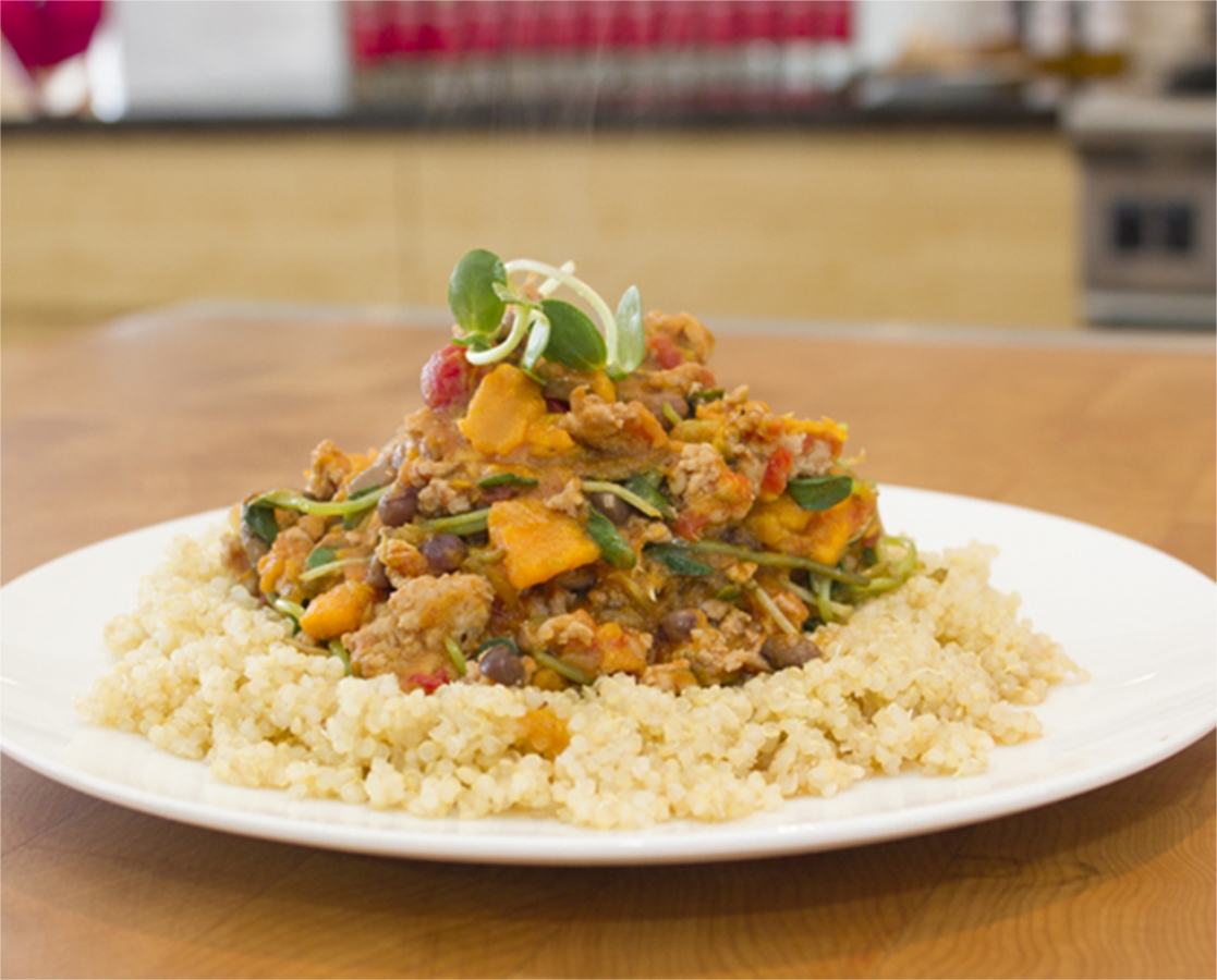 Chicken chilli on quinoa