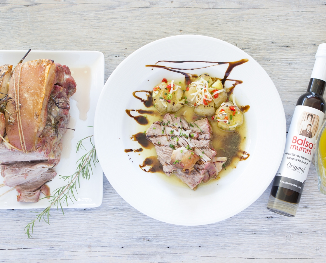 Cochonnet braisé au romarin, à l'ail et au vin blanc