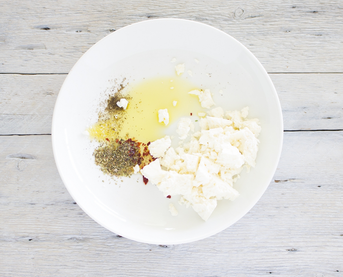 Sautéed Shrimp on limoncello-fennel topped with marinated feta