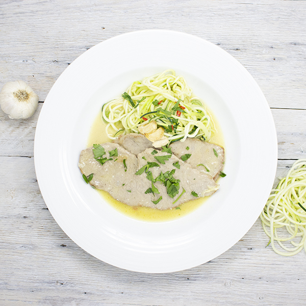 Escalope de veau de lait du Québec sauce au gorgonzola et à l’ail rôti