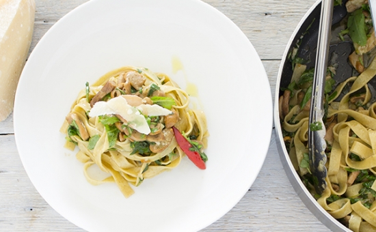 Fettuccine aux cèpes et à la roquette