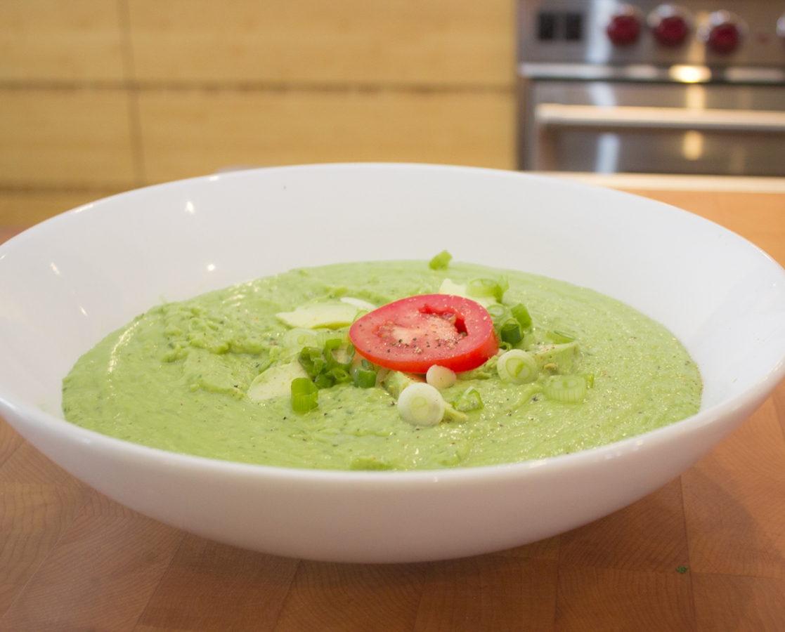 Raw vegan avocado gazpacho