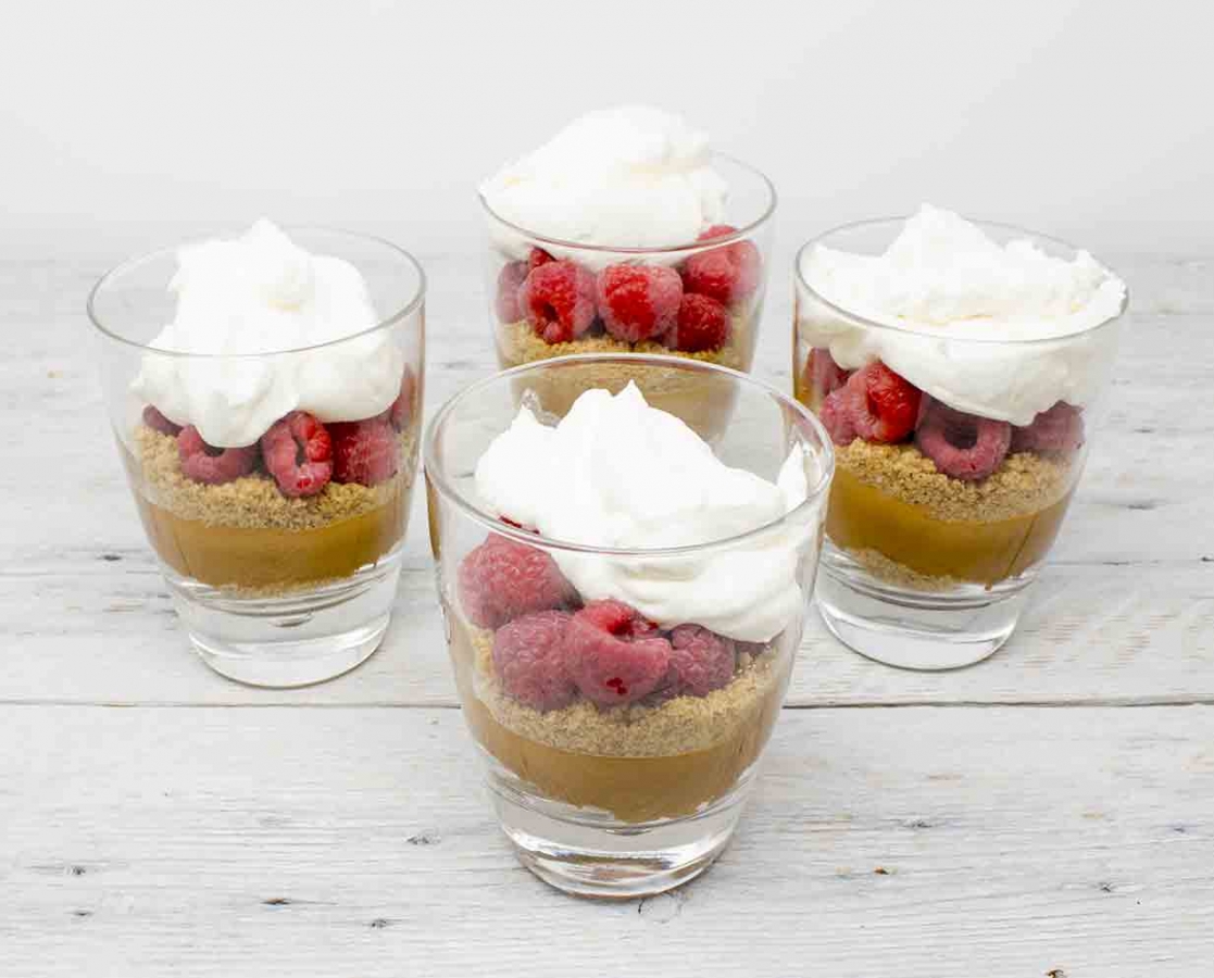 Parfait à la framboise et au « dulce de leche »