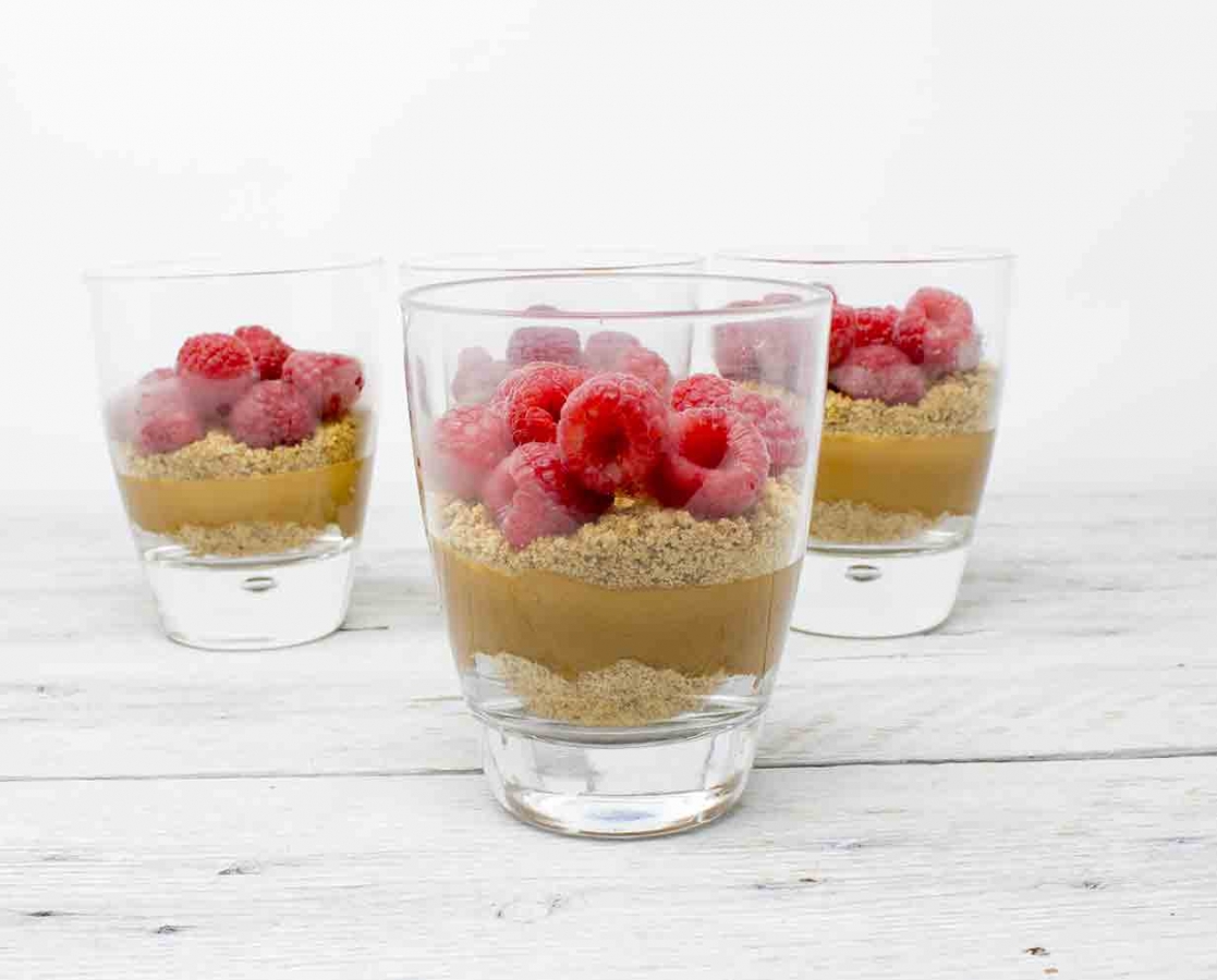 Parfait à la framboise et au « dulce de leche »