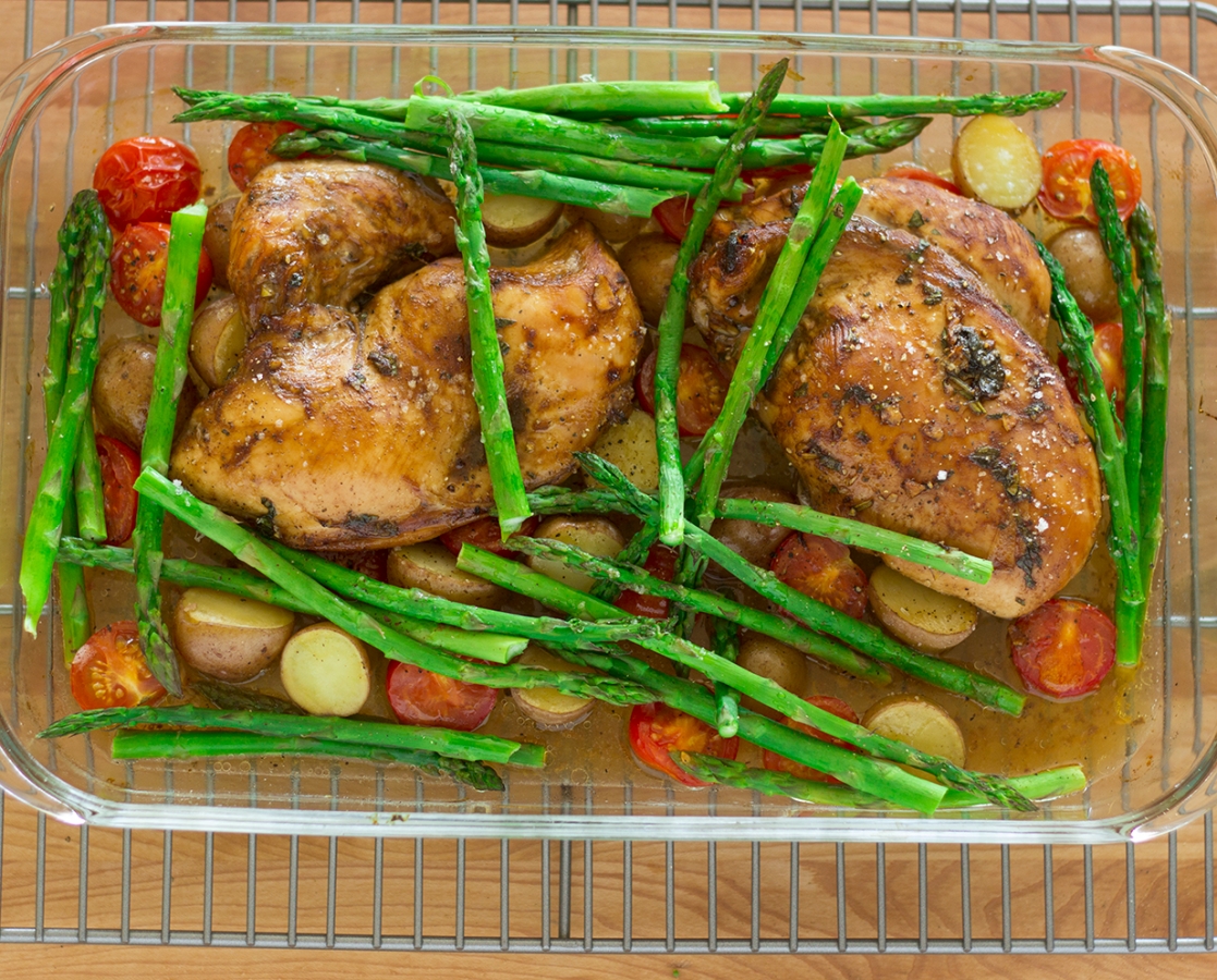 Poulet BIO et légumes rôtis au miel et au Balsamumm