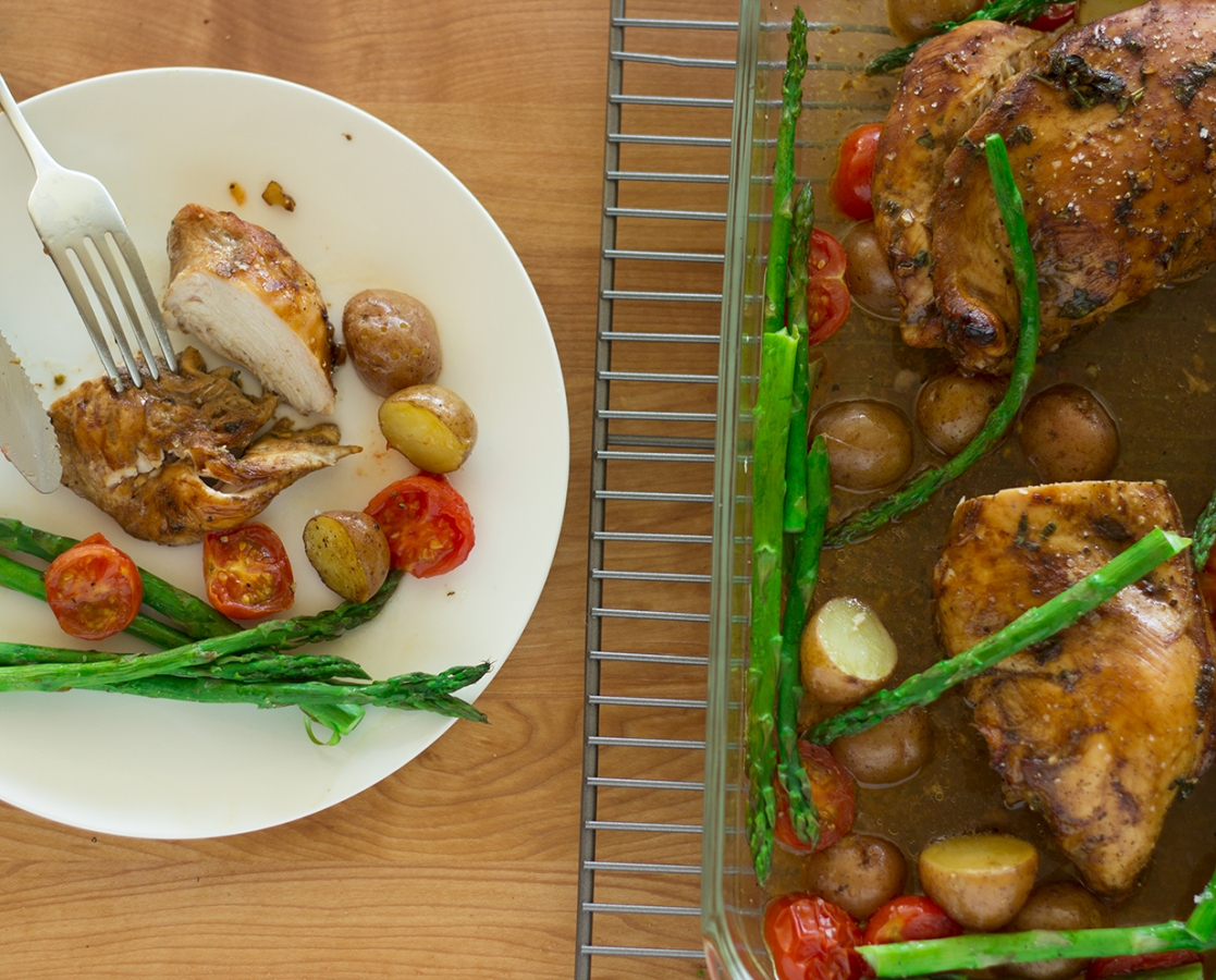 Poulet BIO et légumes rôtis au miel et au Balsamumm