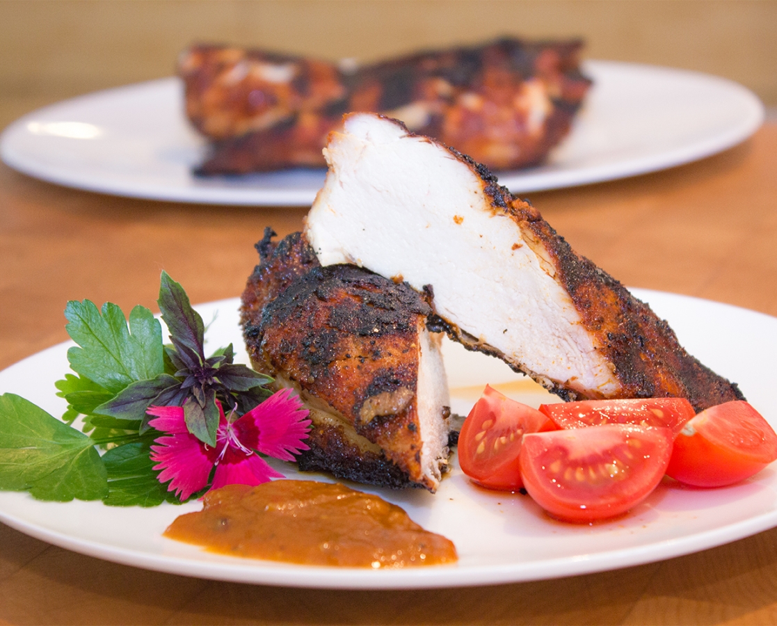 Spice coated grilled chicken