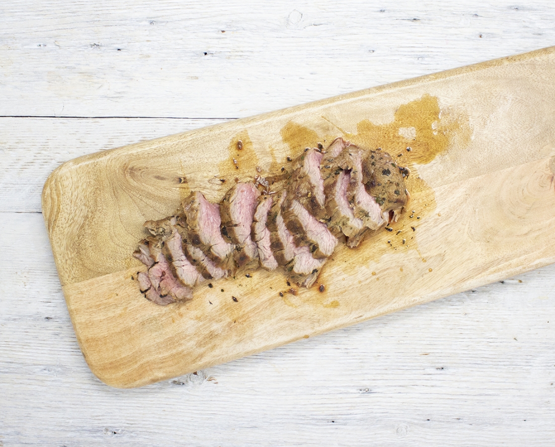 Power bowls with marinated and seared veal flank steak and miso vinaigrette