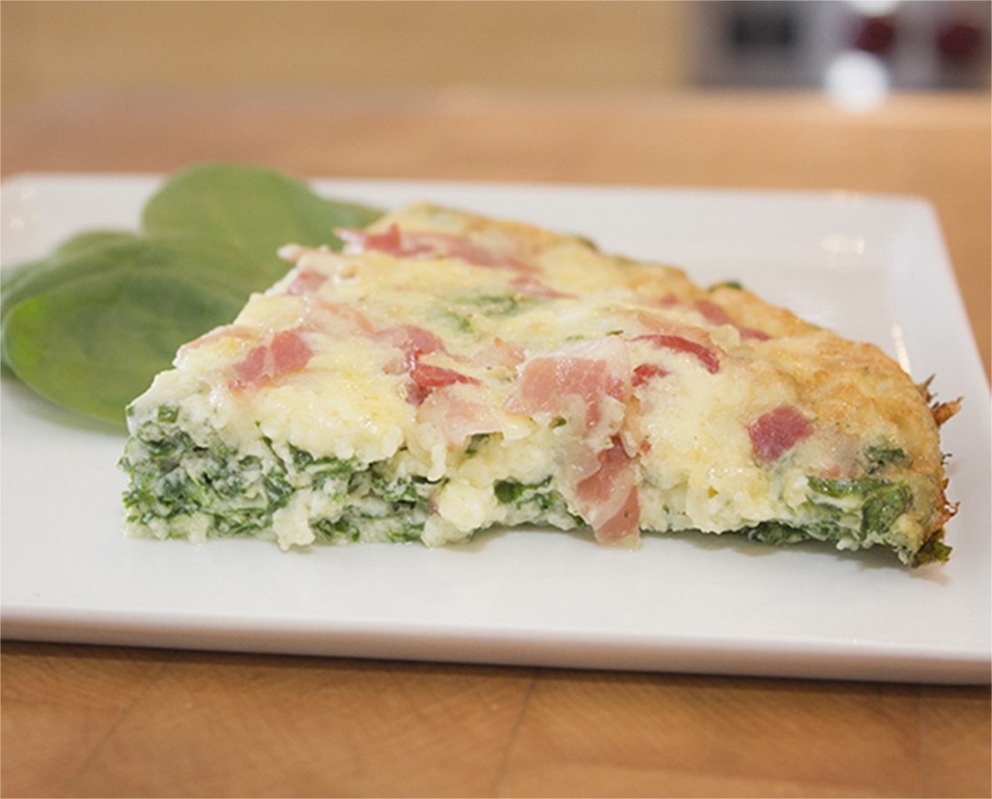 Crustless Spinach, Gruyere & Pancetta Quiche