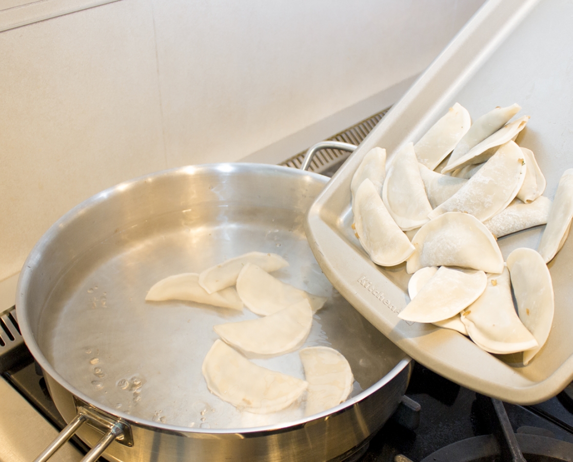 Eggplant dumplings with chilli-Balsamumm sauce