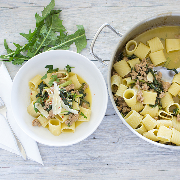 Rigatoni with Italian Sausage and Chicory