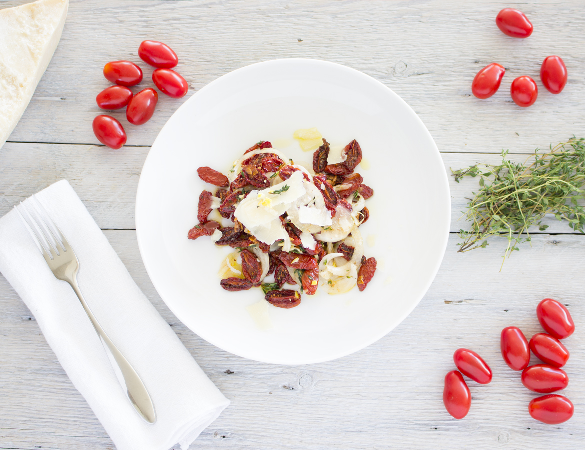 Oven dry cherry tomato salad