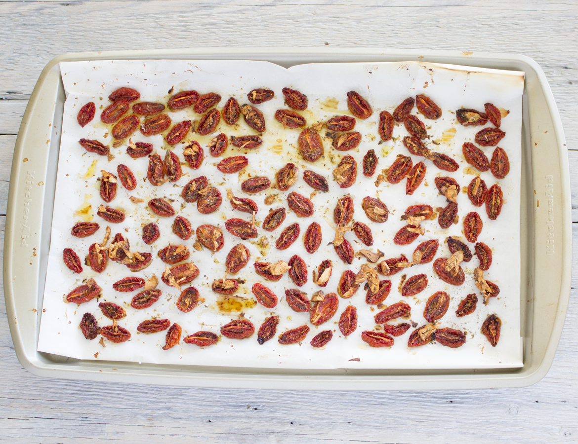 Oven dry cherry tomato salad