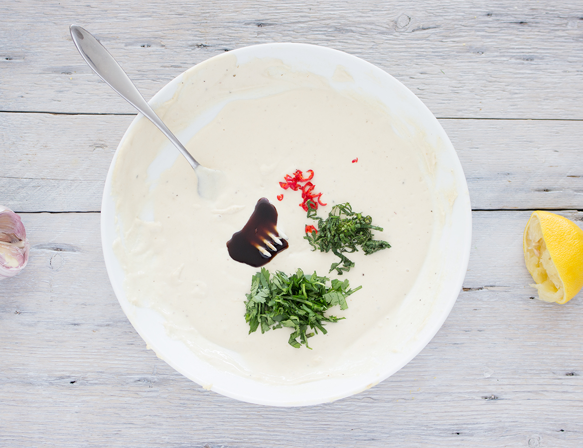 Creamy tahini and labneh sauce