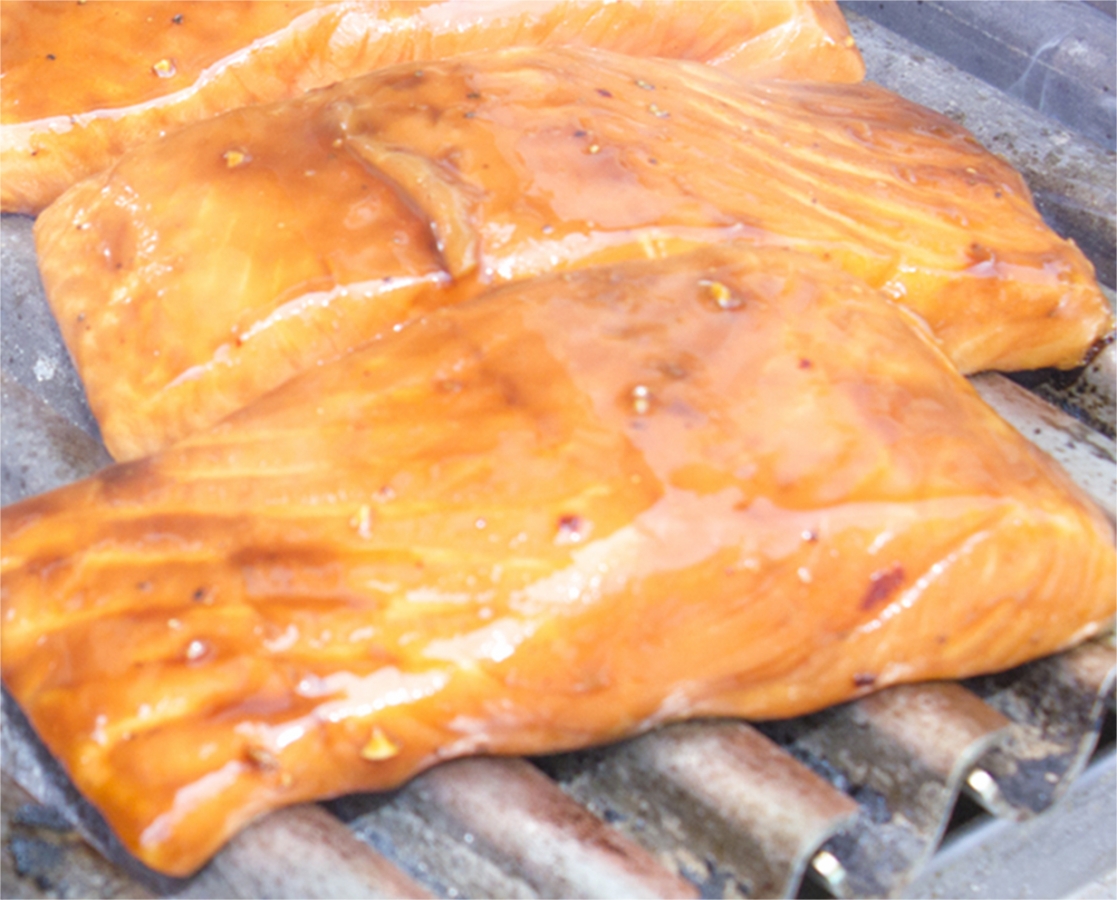 Grilled glazed salmon