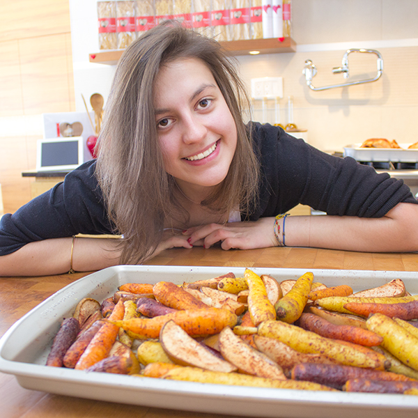 Cinnamon roasted carrots and pear