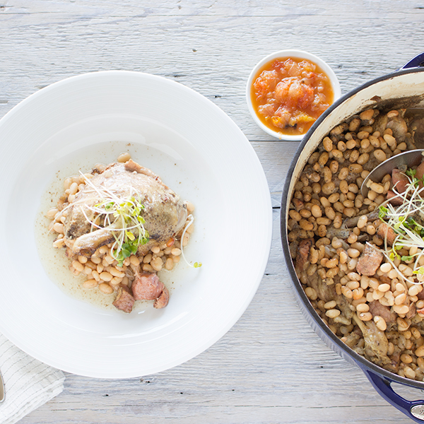 White beans with duck and salted Pork