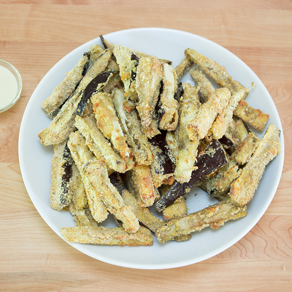 Eggplant fries and yogurt-Dijon-honey dip