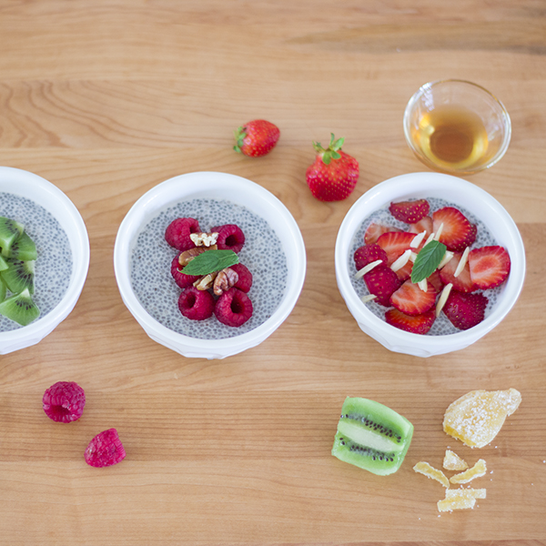 Almond milk, chia and cardamom pudding