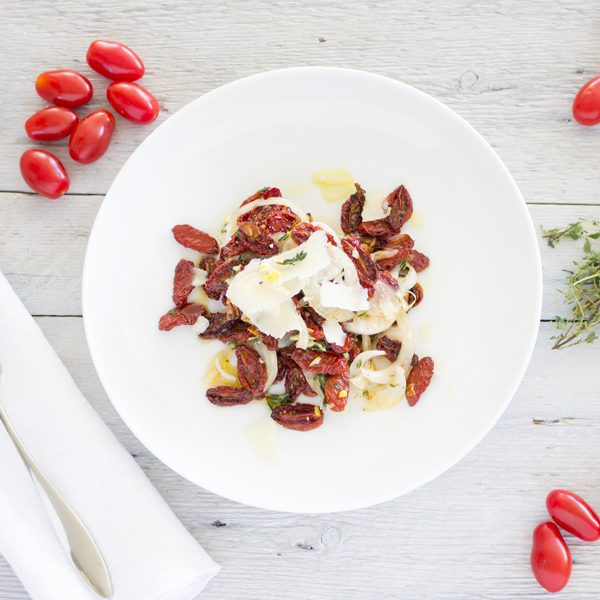 Oven dry cherry tomato salad