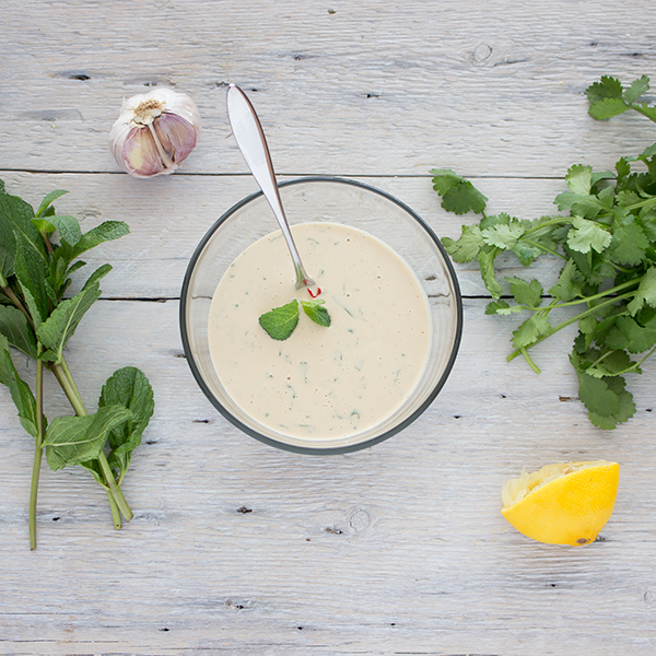 Creamy tahini and labneh sauce