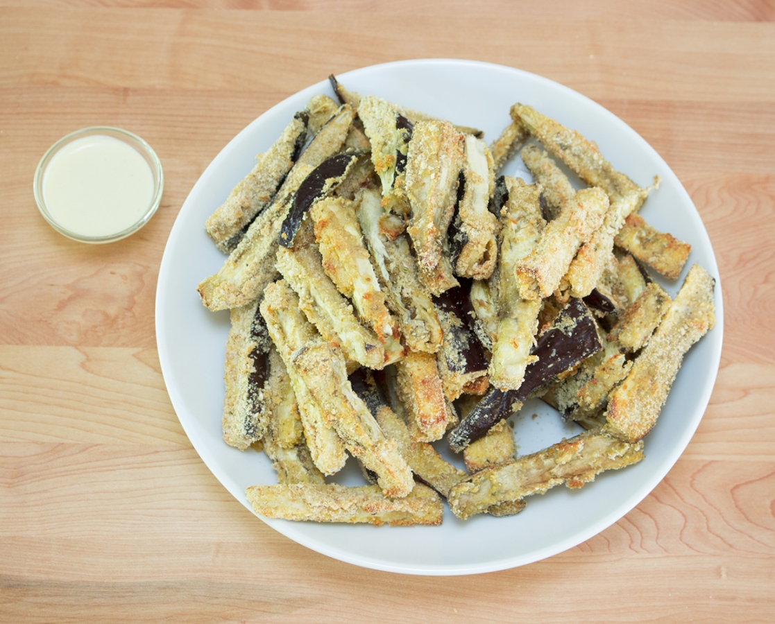 Eggplant fries and yogurt-Dijon-honey dip