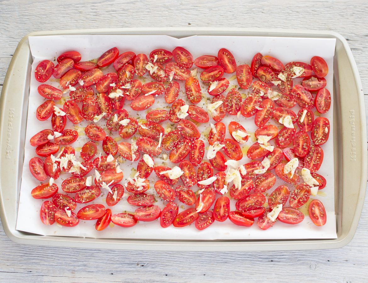 Oven dry cherry tomato salad